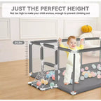 GOTGELIF 71x48 4-Panel Baby Playpen Portable Playard with Basketball Hoop