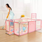 GOTGELIF 71x48 4-Panel Baby Playpen Portable Playard with Basketball Hoop