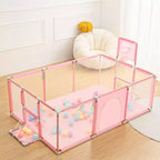 GOTGELIF 71x48 4-Panel Baby Playpen Portable Playard with Basketball Hoop