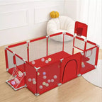 GOTGELIF 71x48 4-Panel Baby Playpen Portable Playard with Basketball Hoop