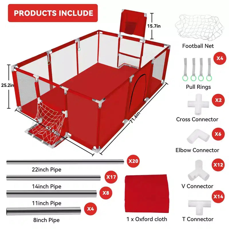 GOTGELIF 71x48 4-Panel Baby Playpen Portable Playard with Basketball Hoop
