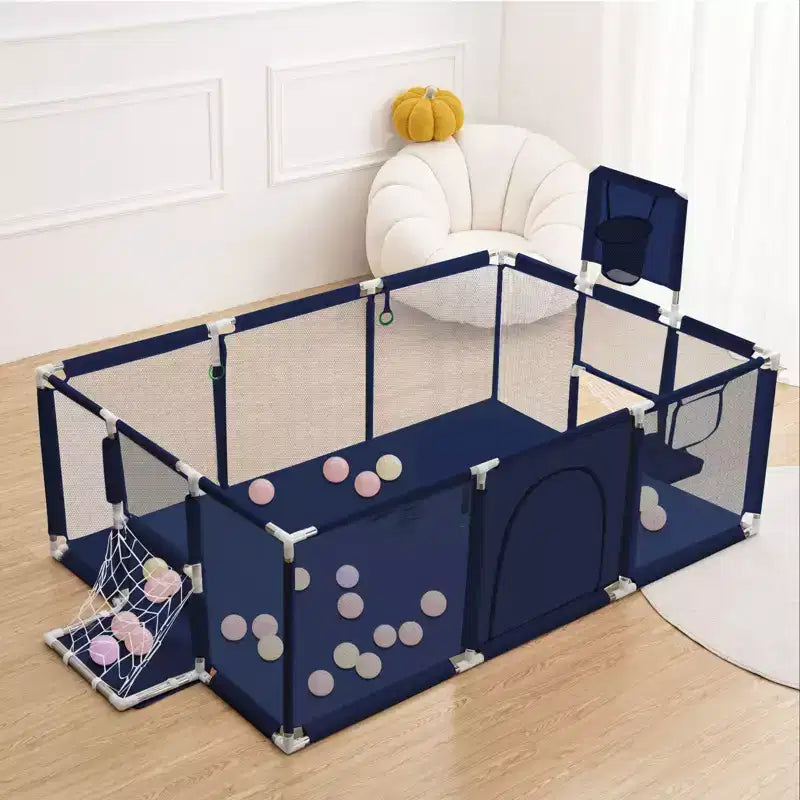 GOTGELIF 71x48 4-Panel Baby Playpen Portable Playard with Basketball Hoop