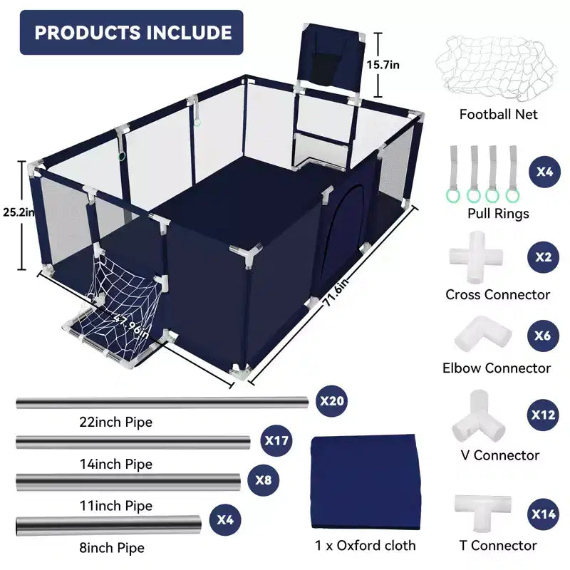 GOTGELIF 71x48 4-Panel Baby Playpen Portable Playard with Basketball Hoop