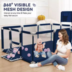 GOTGELIF 71x48 4-Panel Baby Playpen Portable Playard with Basketball Hoop
