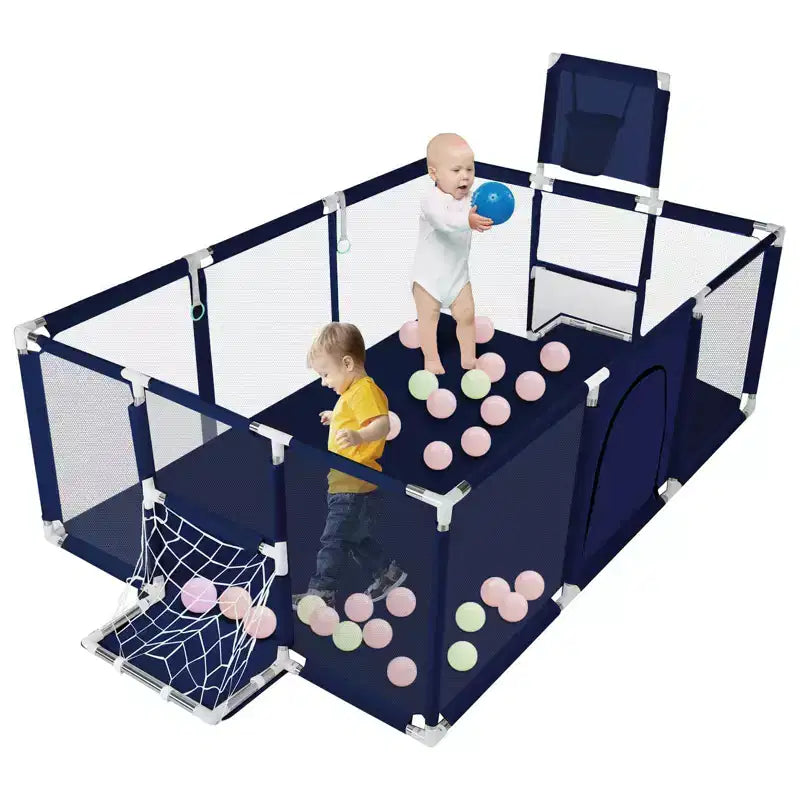 GOTGELIF 71x48 4-Panel Baby Playpen Portable Playard with Basketball Hoop