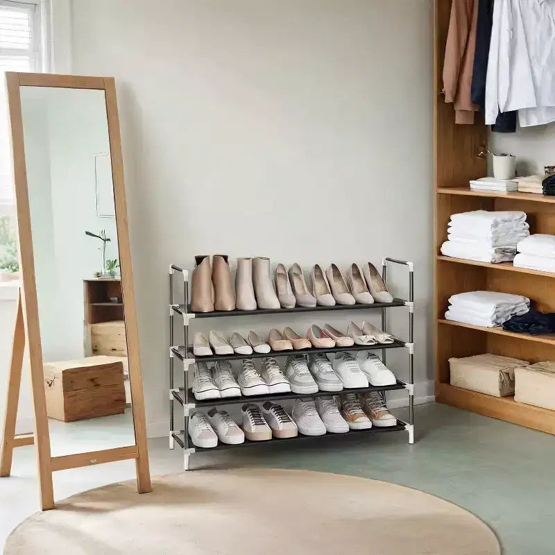Stylish 4-Tier Shoe Rack with Space-Saving Design and Easy Assembly - Perfect Shoe Storage Solution for Hallway Closets