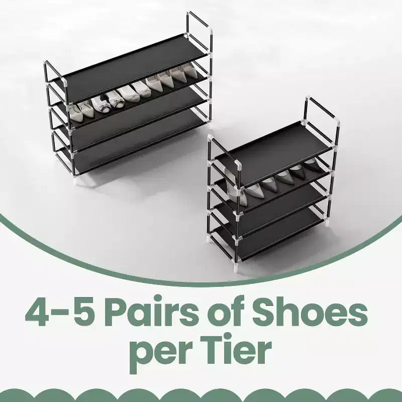 Stylish 4-Tier Shoe Rack with Space-Saving Design and Easy Assembly - Perfect Shoe Storage Solution for Hallway Closets