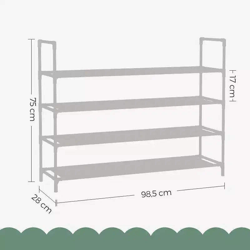 Stylish 4-Tier Shoe Rack with Space-Saving Design and Easy Assembly - Perfect Shoe Storage Solution for Hallway Closets