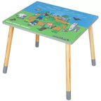 Minecraft Kids Wooden Table & Chair Set - Green & Blue, 3-Piece Decor