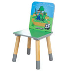 Minecraft Kids Wooden Table & Chair Set - Green & Blue, 3-Piece Decor