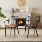 Christopher Knight Home Drats Sedie da Pranzo Moderne in Ecopelle con Gambe in Metallo (Set da 2), Marrone/Nero