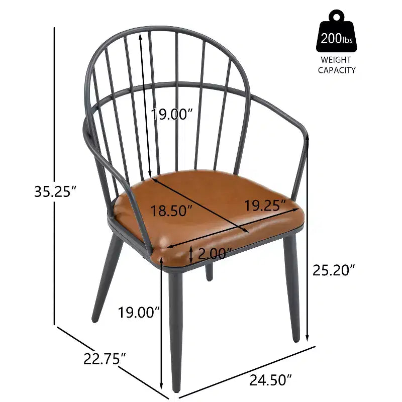 Christopher Knight Home Drats Sedie da Pranzo Moderne in Ecopelle con Gambe in Metallo (Set da 2), Marrone/Nero