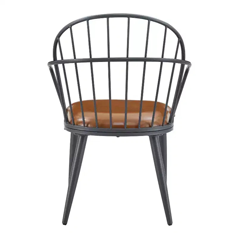Christopher Knight Home Drats Sedie da Pranzo Moderne in Ecopelle con Gambe in Metallo (Set da 2), Marrone/Nero