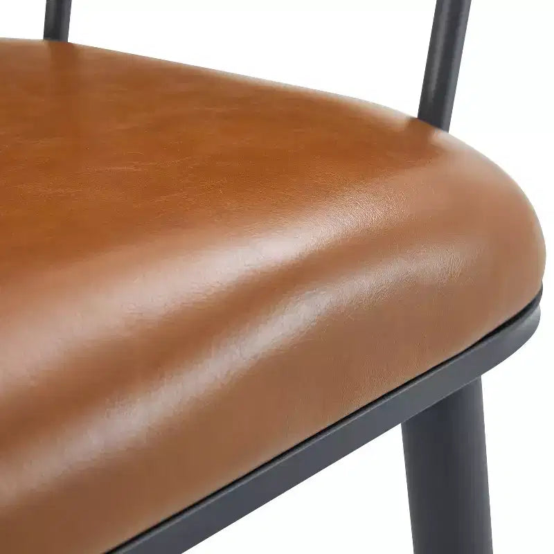 Christopher Knight Home Drats Sedie da Pranzo Moderne in Ecopelle con Gambe in Metallo (Set da 2), Marrone/Nero