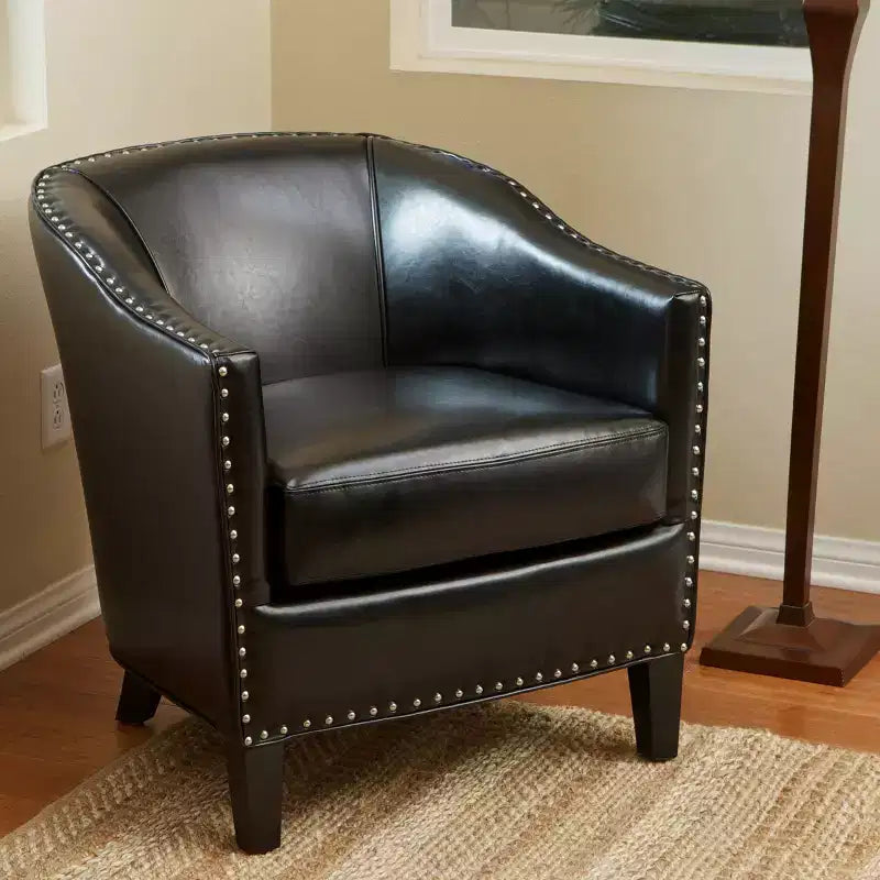 GDFStudio Hawthorne Poltrona Club Rivestita in Stile Contemporaneo con Borchie Decorative