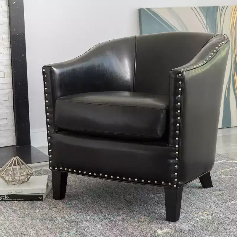 GDFStudio Hawthorne Poltrona Club Rivestita in Stile Contemporaneo con Borchie Decorative