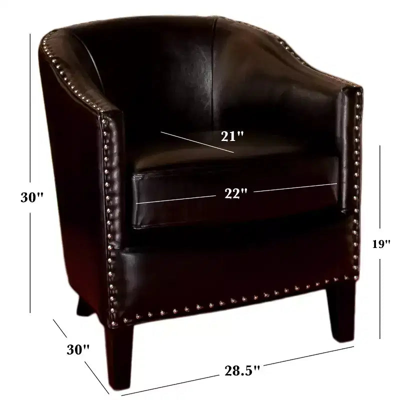 GDFStudio Hawthorne Poltrona Club Rivestita in Stile Contemporaneo con Borchie Decorative
