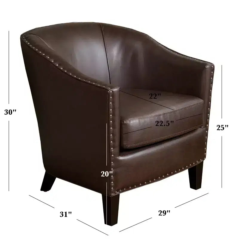 GDFStudio Hawthorne Poltrona Club Rivestita in Stile Contemporaneo con Borchie Decorative