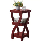 Kings Brand Furniture 3-Tier Wooden End Table with Shelves - Square Nightstand for Bedroom or Bookshelf