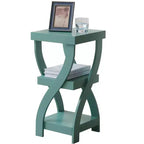 Kings Brand Furniture 3-Tier Wooden End Table with Shelves - Square Nightstand for Bedroom or Bookshelf