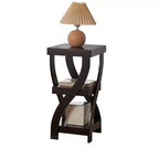 Kings Brand Furniture 3-Tier Wooden End Table with Shelves - Square Nightstand for Bedroom or Bookshelf