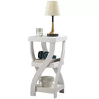 Kings Brand Furniture 3-Tier Wooden End Table with Shelves - Square Nightstand for Bedroom or Bookshelf