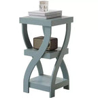Kings Brand Furniture 3-Tier Wooden End Table with Shelves - Square Nightstand for Bedroom or Bookshelf