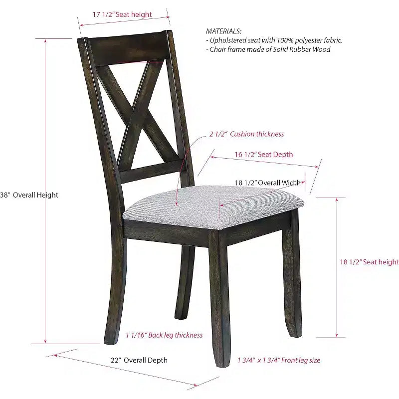 Kings Brand Furniture - Lewiston Brown Wood Dining Upholstered Side Chairs (Set of 2)