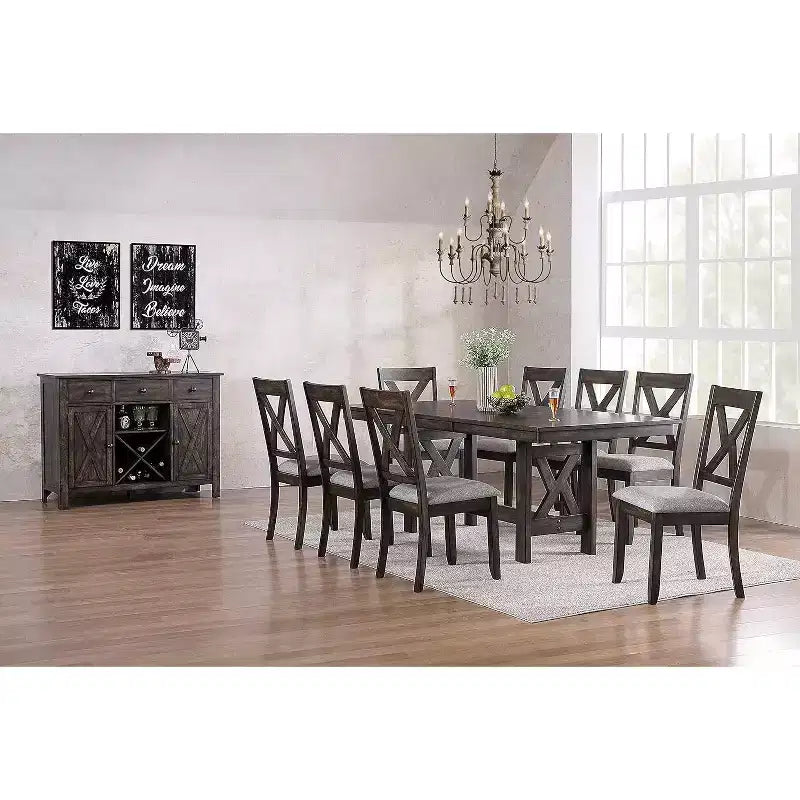 Kings Brand Furniture - Lewiston Brown Wood Dining Upholstered Side Chairs (Set of 2)