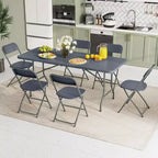 Costway 6 ft Portable Folding Table with Wood Grain HDPE Tabletop Safe Lock Mechanism Gray/Brown