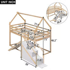 Twin over Twin House Bunk Bed with Slide and Staircase - ModernLuxe