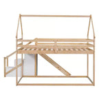 Twin over Twin House Bunk Bed with Slide and Staircase - ModernLuxe