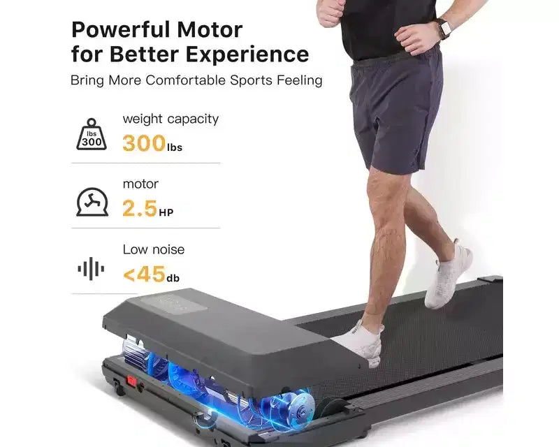 DeerRun Tapis Roulant Pieghevole 2 in 1 Sottoscrivania, Tapis Roulant da Corsa e Camminata Silenzioso da 2,5HP con Telecomando per Casa e Ufficio