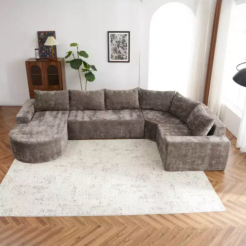142W Oversized Modular Sofa, Upholstered Cloud Sectional Sofa Couches for Living Room -ModernLuxe