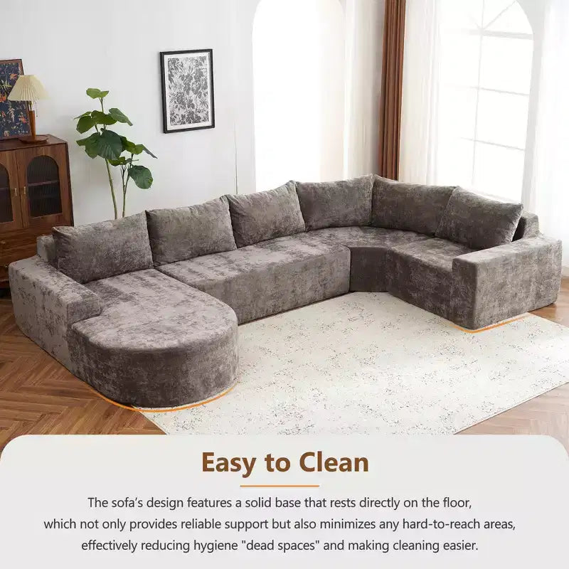 Divano modulare oversize 142W, Divano componibile Cloud imbottito per soggiorno -ModernLuxe