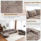Divano modulare oversize 142W, Divano componibile Cloud imbottito per soggiorno -ModernLuxe
