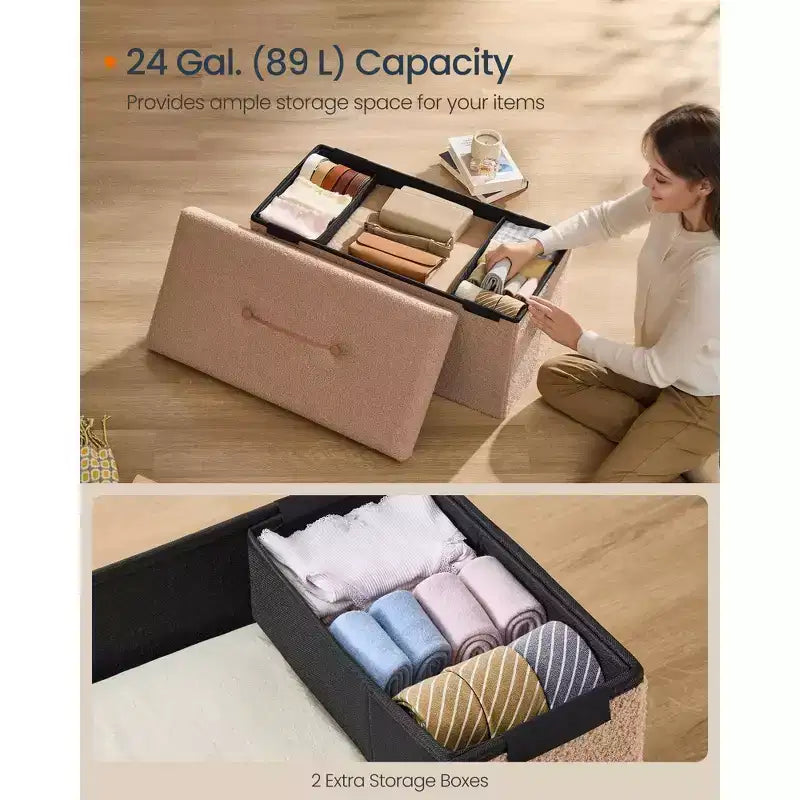 LEDREM Storage Ottoman Bench, Storage Chest, 15 x 30 x 15 Inches, End of Bed Bench, Load up to 660 lb