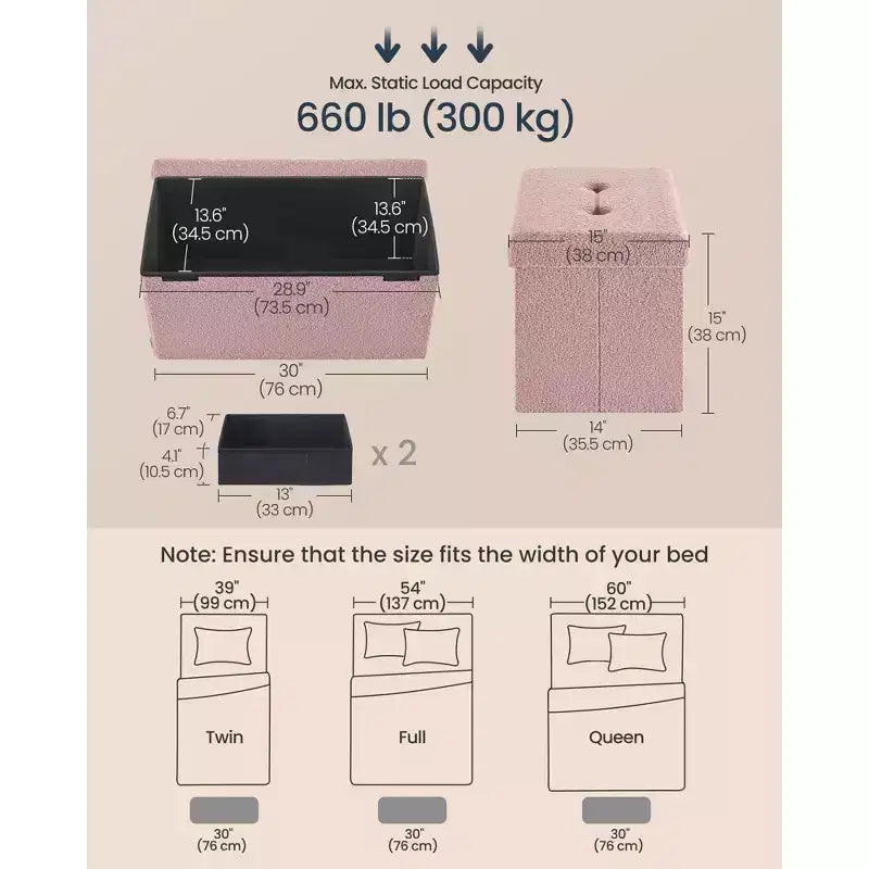 LEDREM Storage Ottoman Bench, Storage Chest, 15 x 30 x 15 Inches, End of Bed Bench, Load up to 660 lb