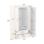 Whisen Wood 3-Door Wardrobe Armoire with Hanging Rod, 2-Drawers, and Storage Shelves