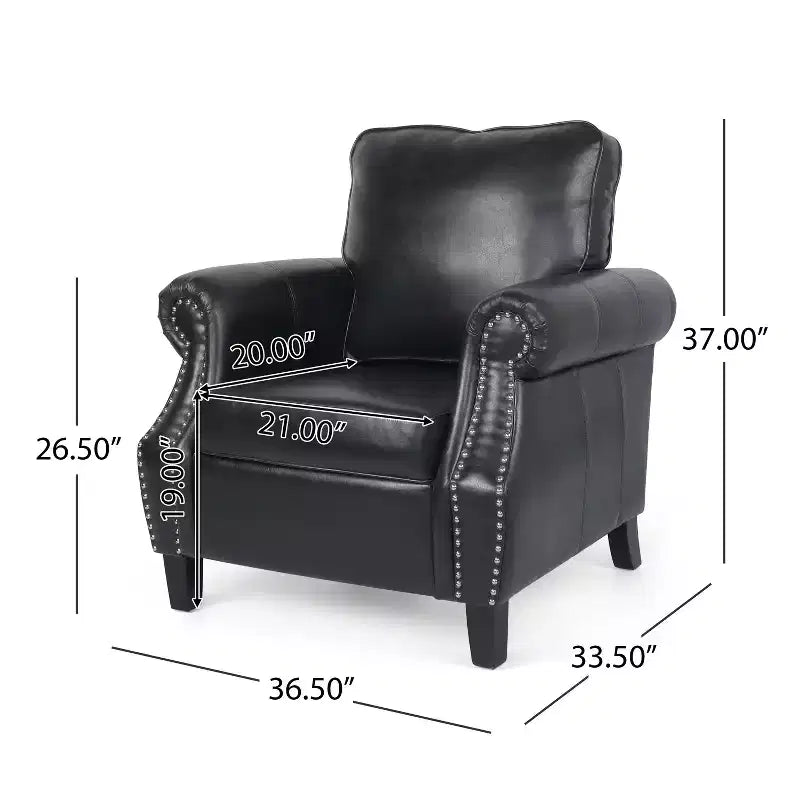GDFStudio Dowd 36.50 Faux Leather Club Chair with Nailhead Trim