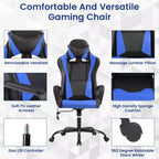 BestMassage Sedia da Gaming Sedia da Ufficio High-Back con Supporto Lombare Funzione Massaggio e Rotelle Girevoli in Pelle PU per Adulti e Ragazzi