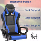 BestMassage Sedia da Gaming Sedia da Ufficio High-Back con Supporto Lombare Funzione Massaggio e Rotelle Girevoli in Pelle PU per Adulti e Ragazzi