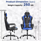 BestMassage Sedia da Gaming Sedia da Ufficio High-Back con Supporto Lombare Funzione Massaggio e Rotelle Girevoli in Pelle PU per Adulti e Ragazzi