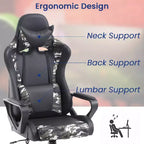 BestMassage Sedia da Gaming Sedia da Ufficio High-Back con Supporto Lombare Funzione Massaggio e Rotelle Girevoli in Pelle PU per Adulti e Ragazzi
