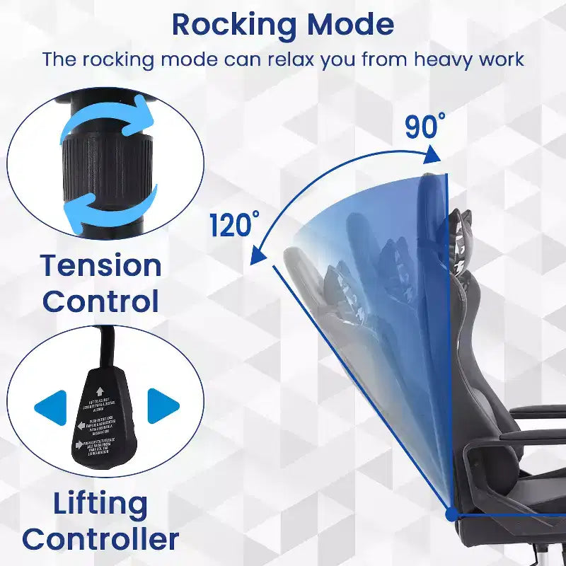BestMassage Sedia da Gaming Sedia da Ufficio High-Back con Supporto Lombare Funzione Massaggio e Rotelle Girevoli in Pelle PU per Adulti e Ragazzi