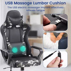 BestMassage Sedia da Gaming Sedia da Ufficio High-Back con Supporto Lombare Funzione Massaggio e Rotelle Girevoli in Pelle PU per Adulti e Ragazzi