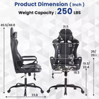 BestMassage Sedia da Gaming Sedia da Ufficio High-Back con Supporto Lombare Funzione Massaggio e Rotelle Girevoli in Pelle PU per Adulti e Ragazzi