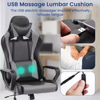 BestMassage Sedia da Gaming Sedia da Ufficio High-Back con Supporto Lombare Funzione Massaggio e Rotelle Girevoli in Pelle PU per Adulti e Ragazzi
