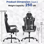 BestMassage Sedia da Gaming Sedia da Ufficio High-Back con Supporto Lombare Funzione Massaggio e Rotelle Girevoli in Pelle PU per Adulti e Ragazzi