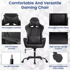 BestMassage Sedia da Gaming Sedia da Ufficio High-Back con Supporto Lombare Funzione Massaggio e Rotelle Girevoli in Pelle PU per Adulti e Ragazzi
